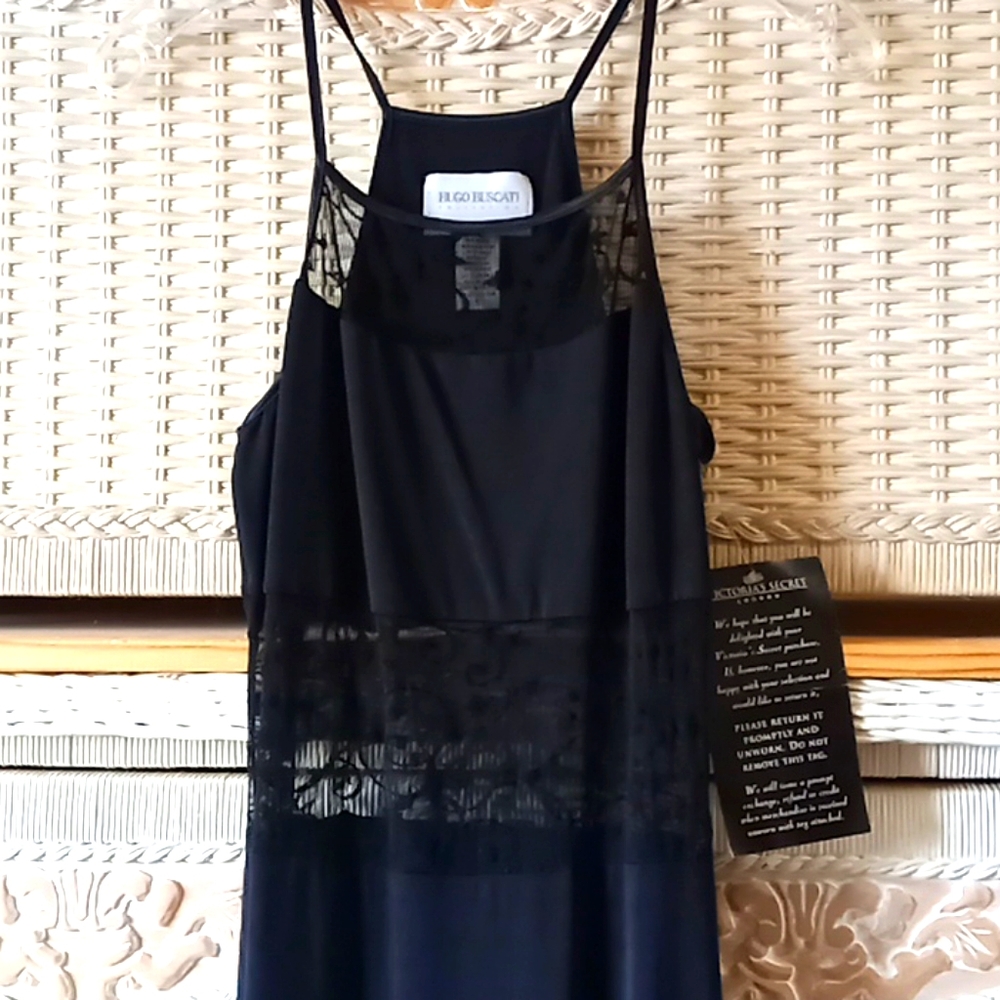 Black evening gown with lace bodice